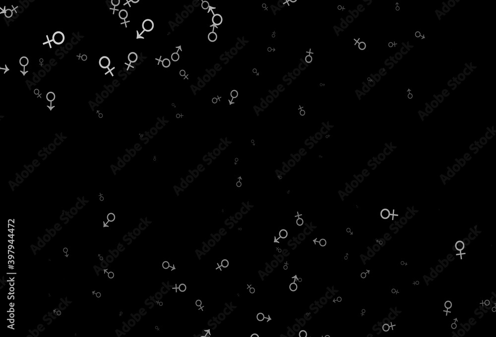 Dark silver, gray vector backdrop with gender signs. Dark silver, gray vector backdrop with gender signs.