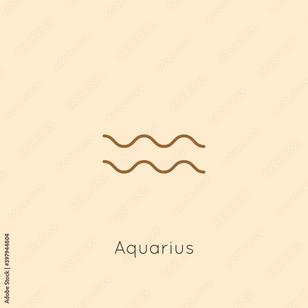 Aquarius Zodiac sign Icon in a Minimal Linear Style. Vector Horoscope Symbol for Astrology, Calendar, Tattoo, t-shirt print
