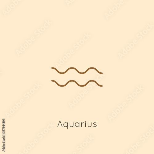 Aquarius Zodiac sign Icon in a Minimal Linear Style. Vector Horoscope Symbol for Astrology, Calendar, Tattoo, t-shirt print