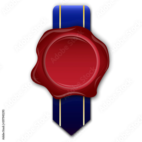 Royal sealing wax for paper design. Sealing wax in royal style. Document icon vector. Stock image. EPS 10.