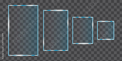 Rectangles plexiglass, great design for any purposes. Glare texture different size. Stock image. EPS 10.