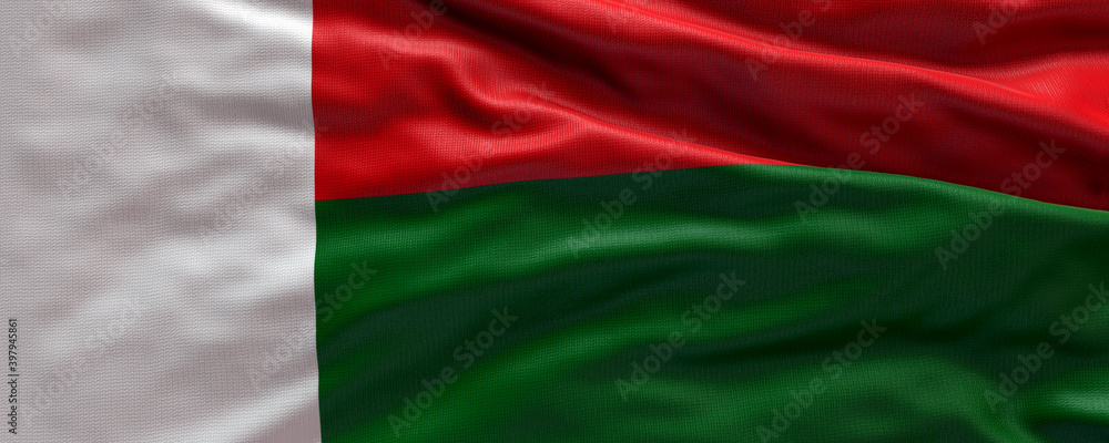 Waving flag of Madagascar - Flag of Madagascar - 3D flag background