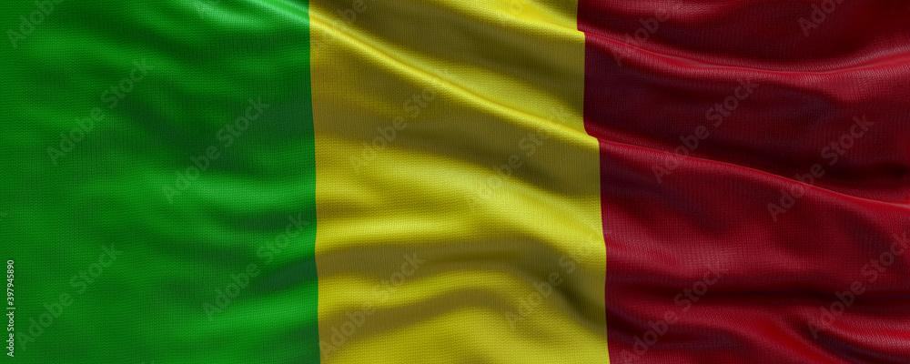 Waving flag of Mali - Flag of Mali - 3D flag background