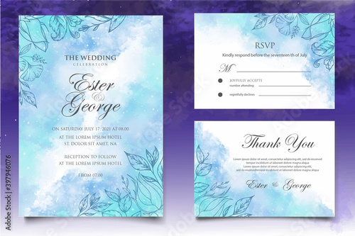 Beautiful wedding invitation with floral elements background