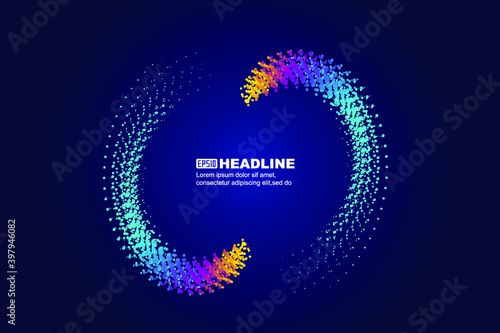 Color symmetric luminescent particles, the trajectory of the formation of abstract graphics.