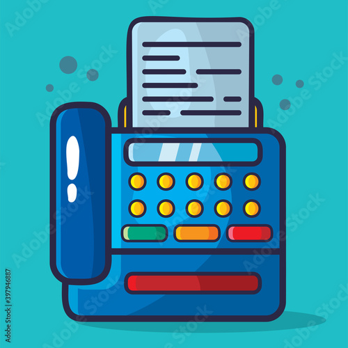 fax machine vector illustration in flat style