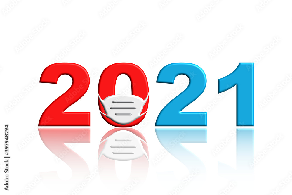 Happy new year 2021 with medical mask Happy new year 2021 with medical mask