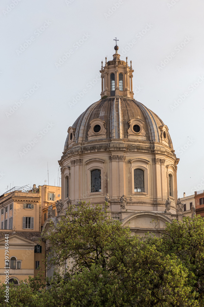 The dome of the church of the Most Holy Name of Mary at the Trajan Forum