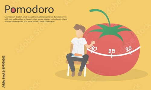 Pomodoro technique concept,Setting goals and reward yourself for work,productivity strategy management,Vector illustration