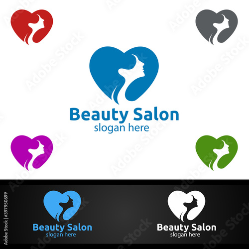 Love Salon Fashion Logo for Beauty Hairstylist, Cosmetics, or Boutique
