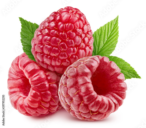 Photo Raspberry Clipping Path with leaves