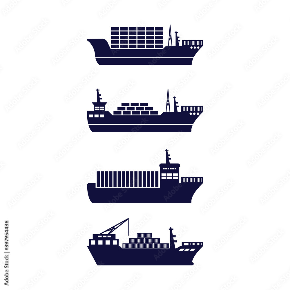 Cargo ship icon design template vector isolated illustration