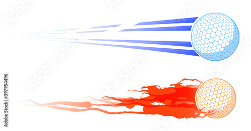 fast golf ball flies with great speed. Sport equipment. Symbol for mobile application or web. Vector