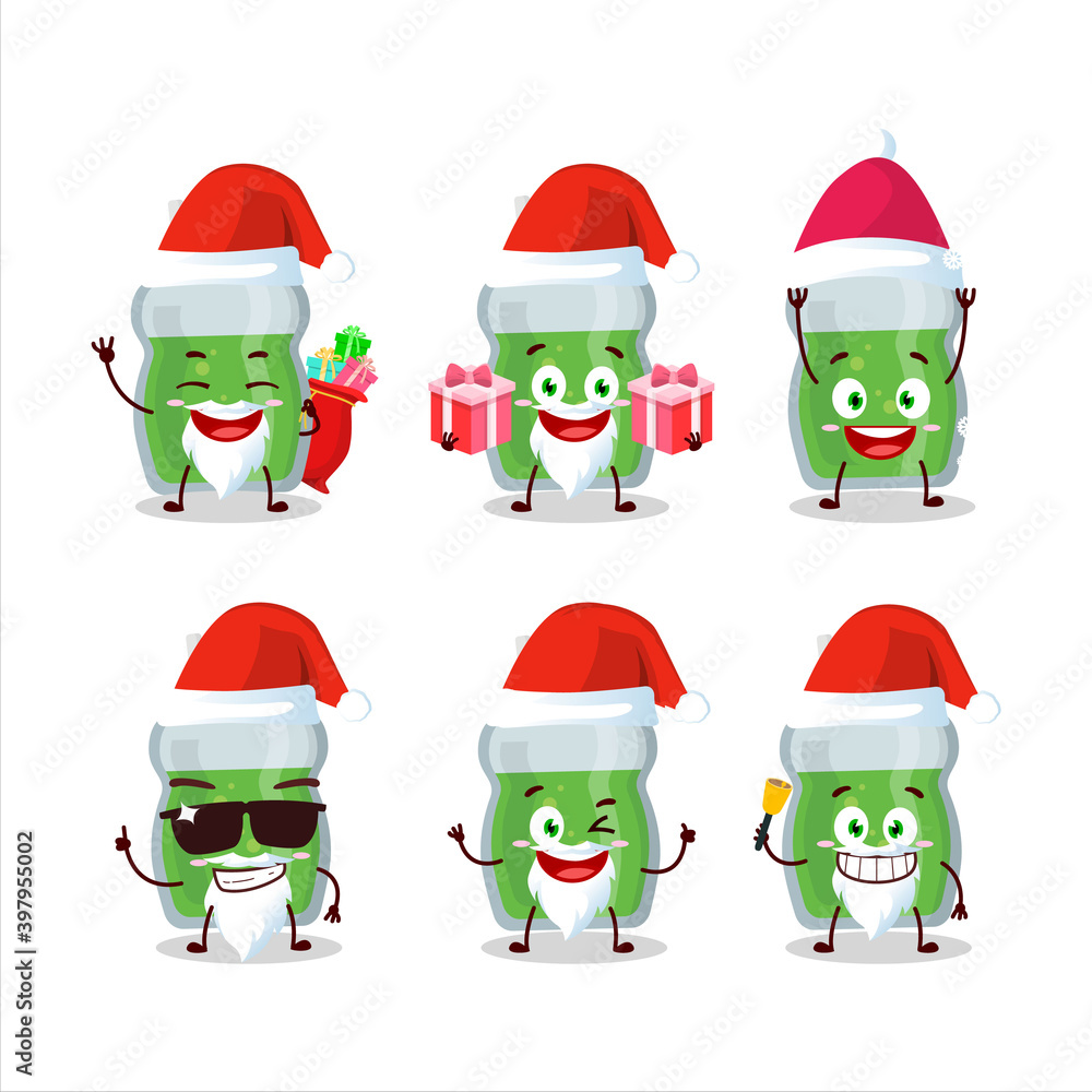 Santa Claus emoticons with avocado juice cartoon character Santa Claus emoticons with avocado juice cartoon character