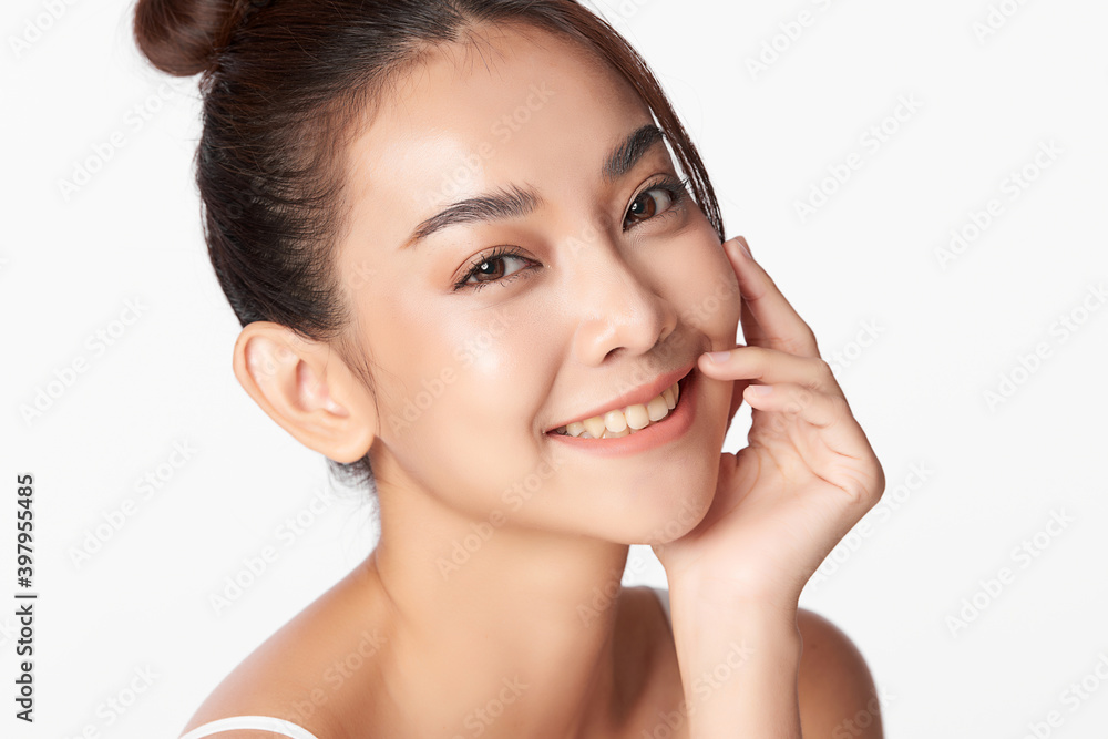 Beautiful young asian woman with clean fresh skin on white background, Face care, Facial treatment, Cosmetology, beauty and spa, Asian women portrait Beautiful young asian woman with clean fresh skin on white background, Face care, Facial treatment, Cosmetology, beauty and spa, Asian women portrait