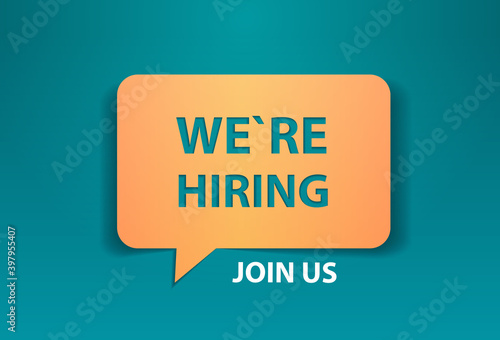 we are hiring join us chat bubble speech vacancy open recruitment concept horizontal vector illustration