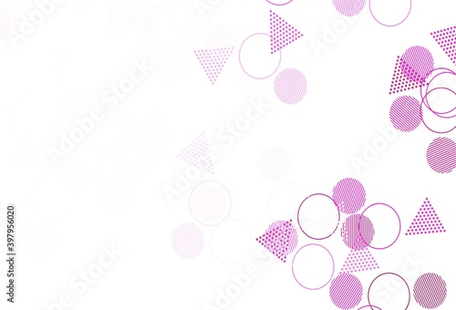 Light Pink vector texture with triangular style with circles.