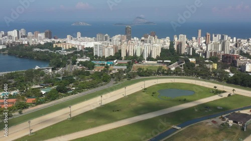 Aerial View of Jockey Club and Lagoon Rodrigo de Freitas Rio de Janeiro Brasil photo