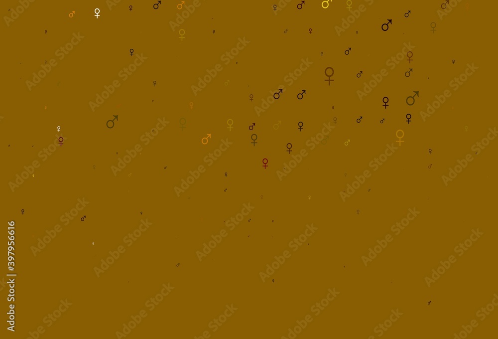 Light orange vector pattern with gender elements. Light orange vector pattern with gender elements.