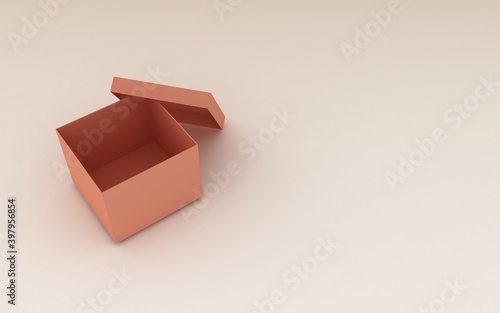 square box package design. 3d rendering of box mockup.