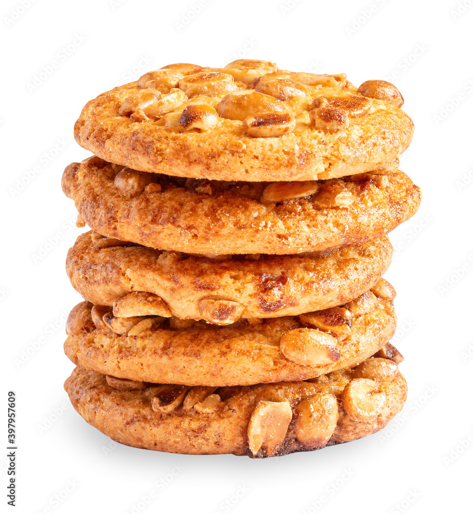 Stack of oatmeal cookies with nuts