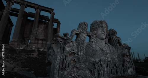 View of Aizanoi Ancient City at Kutahya in Turkey. 4K Footage in Turkey.