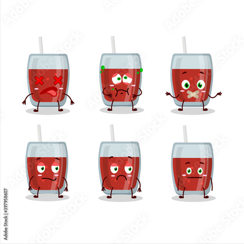 Apple juice cartoon character with nope expression