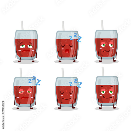 Cartoon character of apple juice with sleepy expression