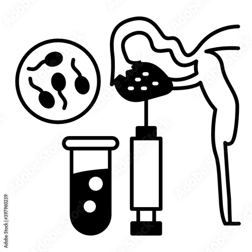 Egg Pickup Concept, IVF Retrieve eggs Vector Icon Design, In Vitro Fertilization Symbol on White Background, Pregnancy and obstetrician Sign,