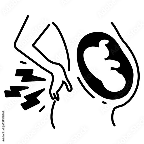 Backache Concept, back pain during pregnancy Vector Glyph Icon Design, In Vitro Fertilization Symbol on White Background, Pregnancy and obstetrician Sign, 