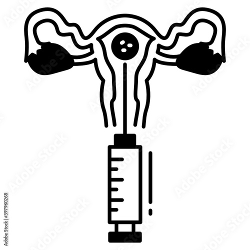 Artificial insemination Vector Glyph Icon Design, In Vitro Fertilization Symbol on White Background, Pregnancy and obstetrician Sign, Embryo Transfer Concept,