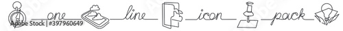 one line icon pack of compass search cloud folder storage location pin