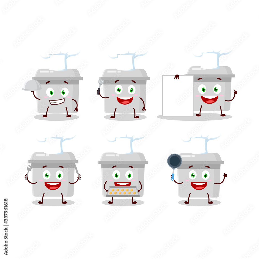 Fototapeta premium Cartoon character of french oven with various chef emoticons