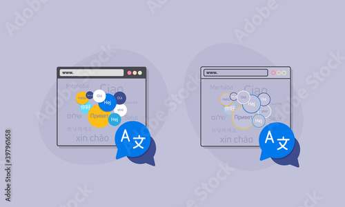 Online translator. Isolated objects on background. Icon concept for websites, web design, mobile app, infographics.
