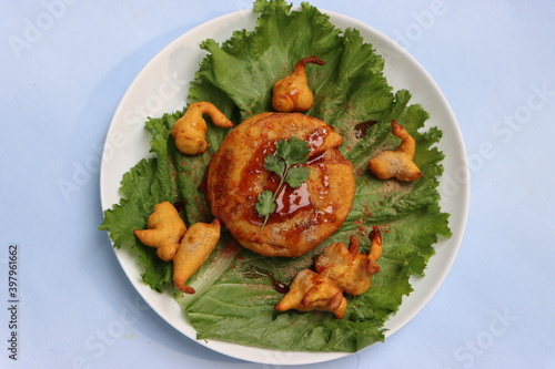 Vászonkép Aloo Tikki or Potato fritters, Indian food