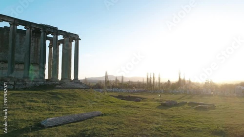 View of Aizanoi Ancient City at Kutahya in Turkey. 4K Footage in Turkey.
