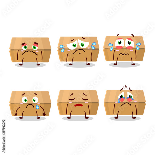Food pack cartoon character with sad expression