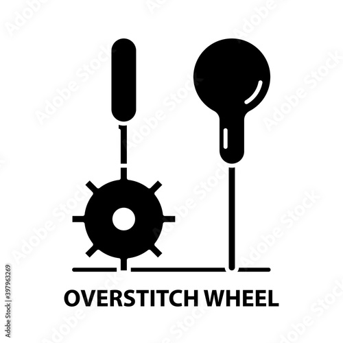 overstitch wheel icon, black vector sign with editable strokes, concept illustration photo