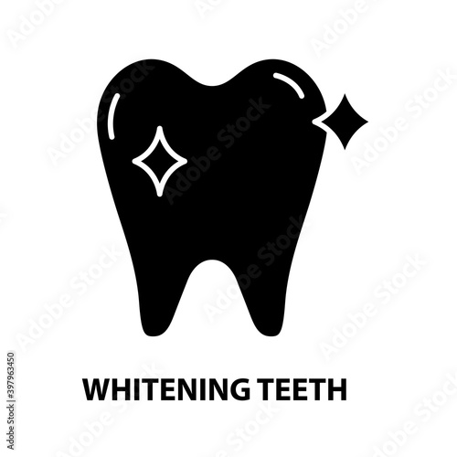 whitening teeth icon, black vector sign with editable strokes, concept illustration
