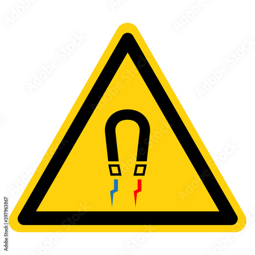 Warning Magnetic Field Symbol Sign, Vector Illustration, Isolate On White Background Label .EPS10
