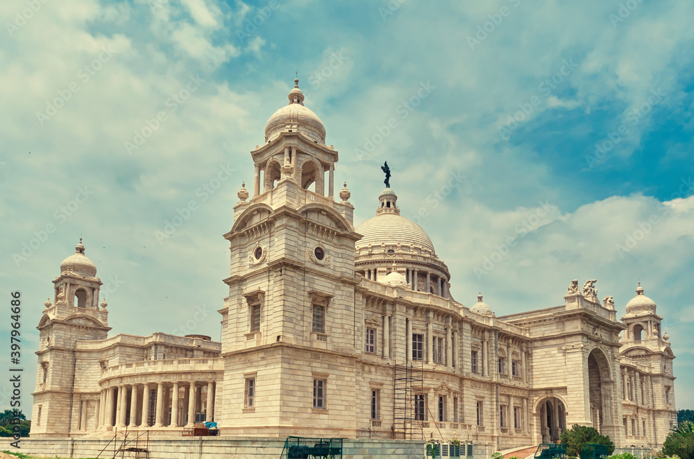 Iconic Victoria Memorial of Kolkata, envisaged by Lord Curzon, the Viceroy of British India, dedicated to the memory of Queen Victoria (1819–1901) and is now a popular travel destination.