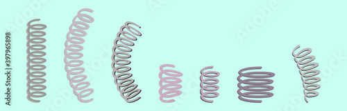 set of coil spring cartoon design template with various models. vector illustration isolated on background