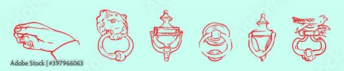 set of door knocker cartoon design template with various models. vector illustration isolated on background
