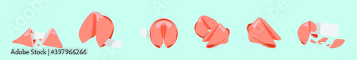 set of fortune cookie cartoon design template with various models. vector illustration isolated on background