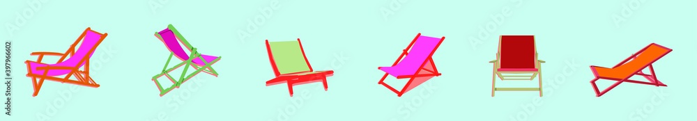 set of deck chair cartoon design template with various models. vector illustration isolated on background set of deck chair cartoon design template with various models. vector illustration isolated on background