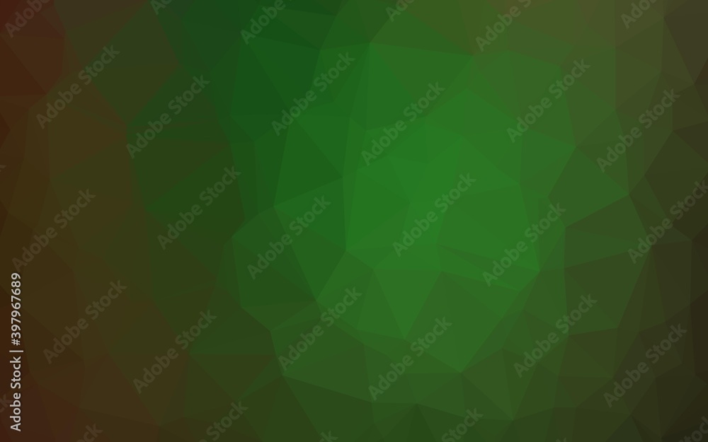 Dark Green vector polygon abstract background.