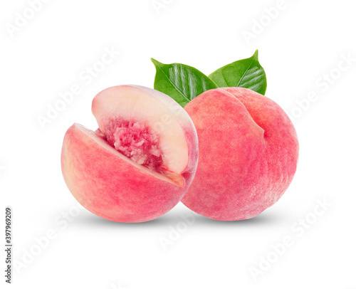 peach fruit isolated on white background.