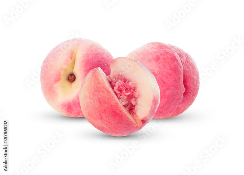 peach fruit isolated on white background.