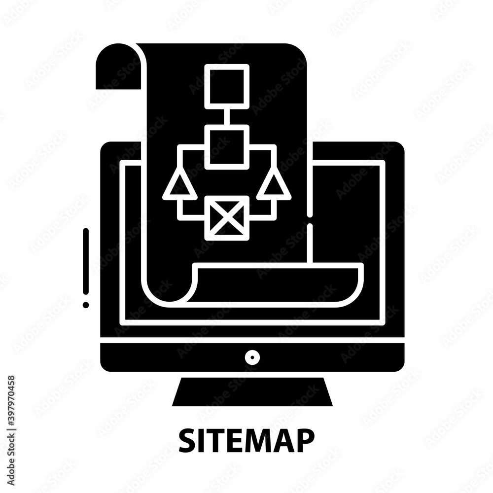 sitemap icon, black vector sign with editable strokes, concept illustration sitemap icon, black vector sign with editable strokes, concept illustration