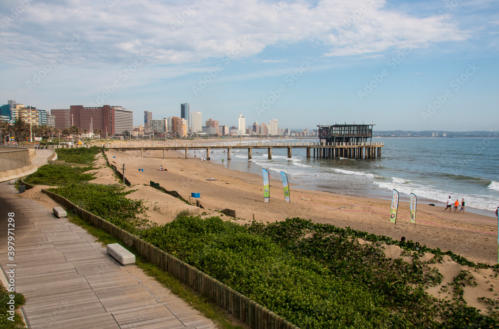 Pier with Durban Beachfront Buildings as seen from the Boardwalk
